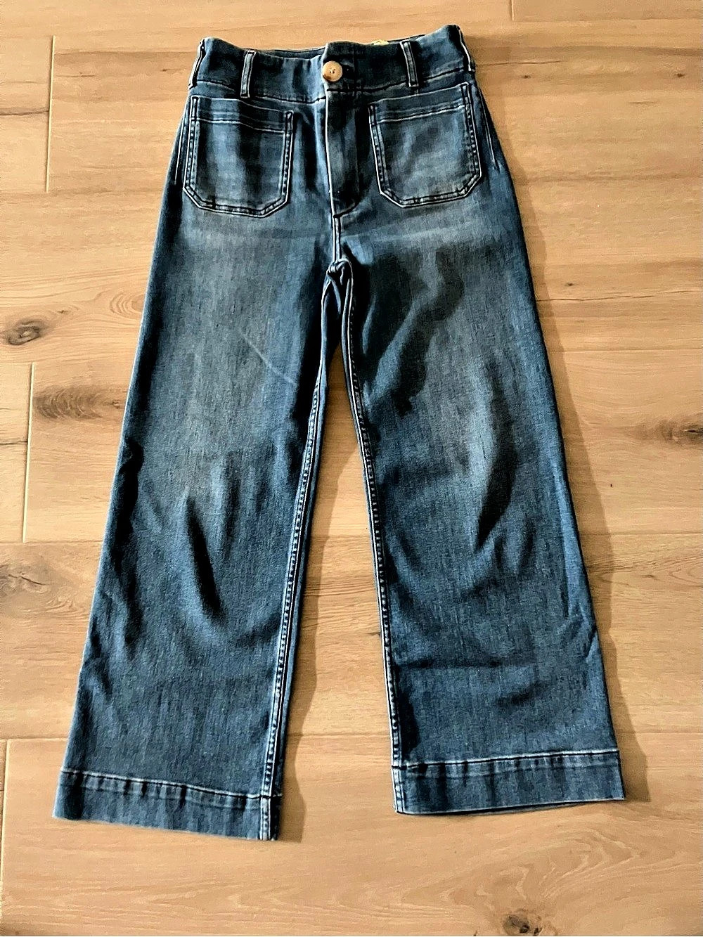 Anthropology Crop Wide Leg Jeans Blue